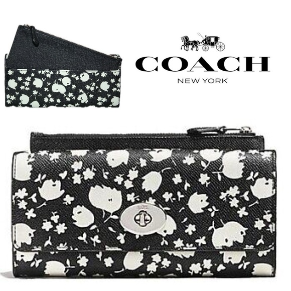 Coach Black and White Floral Key Holder - Picture 1 of 12